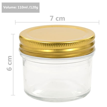 Syltburkar i glas med guldfärgade lock 48 st 110 ml