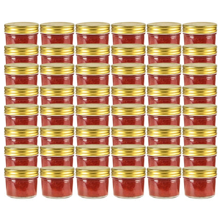 Syltburkar i glas med guldfärgade lock 48 st 110 ml