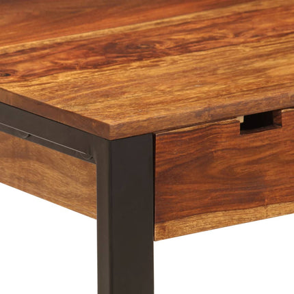 Skrivbord 110x55x78 cm massivt sheshamträ och stål