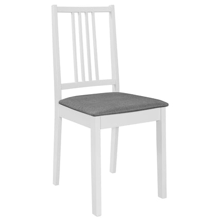 Matstolar med dynor 4 st massivt trä vit
