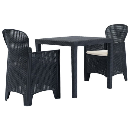 Caféset 3 delar plast antracit konstrotting