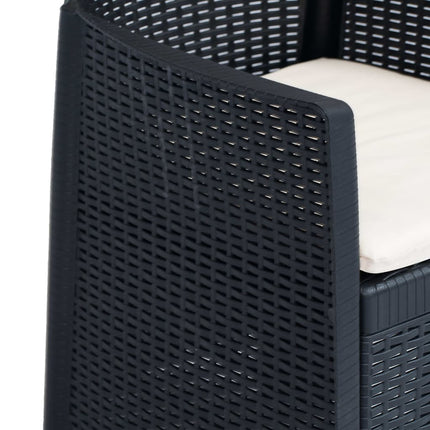 Caféset 3 delar plast antracit konstrotting