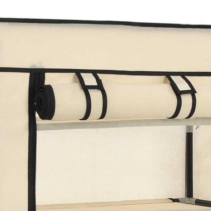 Skoförvaring med överdrag gräddvit 58x28x106 cm tyg