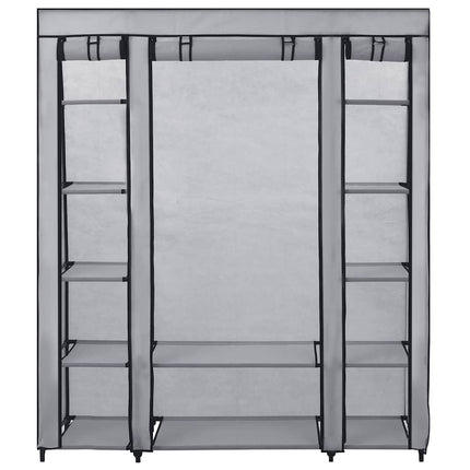 Garderob med fack och stänger grå 150x45x176 cm tyg