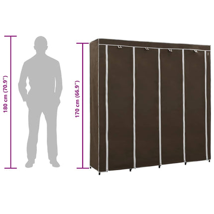 Garderob med 4 utrymmen brun 175x45x170 cm