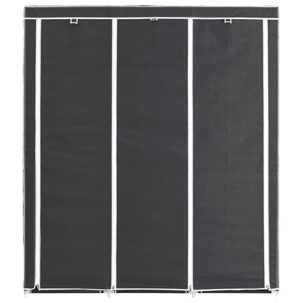 Garderob med fack och stänger svart 150x45x175 cm tyg