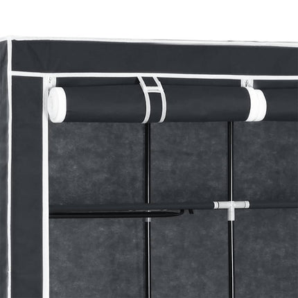Garderob med fack och stänger svart 150x45x175 cm tyg