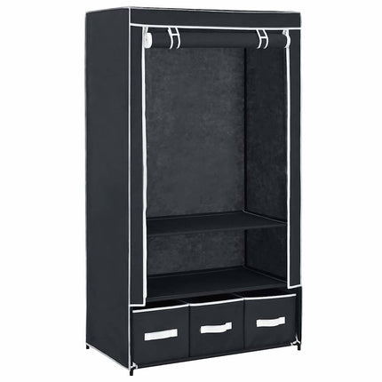 Garderob svart 87x49x159 cm tyg