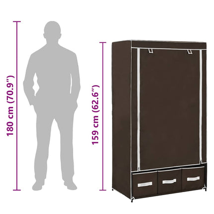 Garderob brun 87x49x159 cm tyg