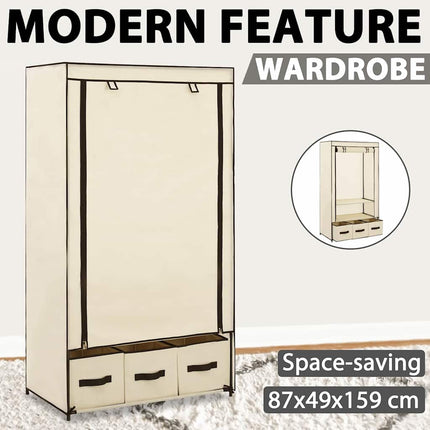 Garderob gräddvit 87x49x159 cm tyg