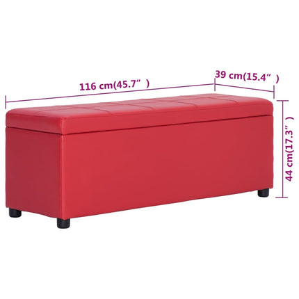 Bänk med förvaringsutrymme 116 cm röd konstläder