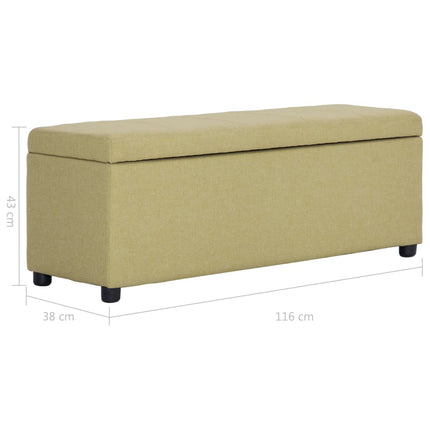 Bänk med förvaringsutrymme 116 cm grön polyester