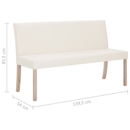 Bänk 139,5 cm konstläder gräddvit