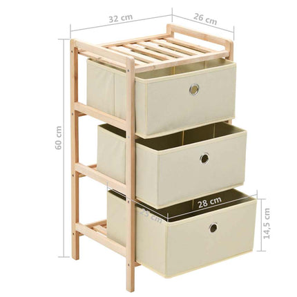 Förvaringshyllor 2 st med 3 tygkorgar cederträ beige