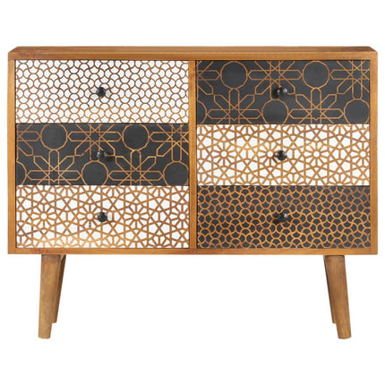 Skänk med mönster 90x30x70 cm massivt mangoträ