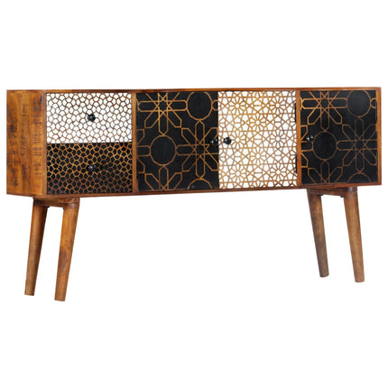 Skänk med mönster 130x30x70 cm massivt mangoträ