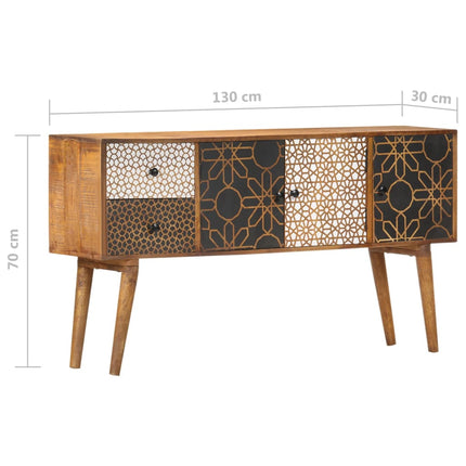 Skänk med mönster 130x30x70 cm massivt mangoträ
