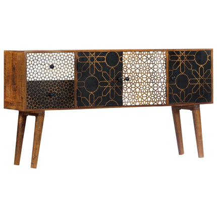 Skänk med mönster 130x30x70 cm massivt mangoträ