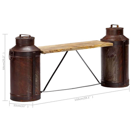 Bänk mjölkflaskor 150x33x64 cm massivt mangoträ