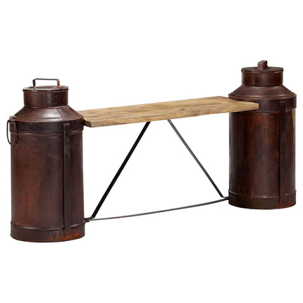 Bänk mjölkflaskor 150x33x64 cm massivt mangoträ