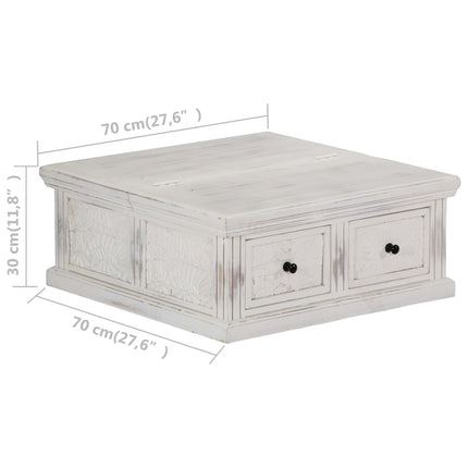 Soffbord vit 70x70x30 cm massivt mangoträ