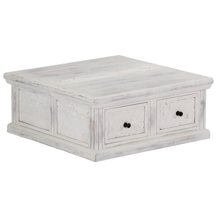 Soffbord vit 70x70x30 cm massivt mangoträ