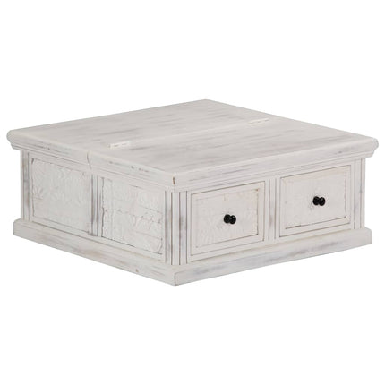 Soffbord vit 70x70x30 cm massivt mangoträ