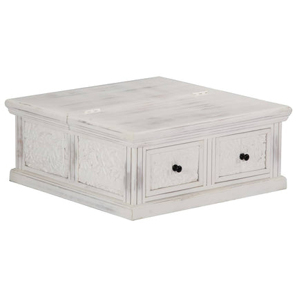 Soffbord vit 70x70x30 cm massivt mangoträ