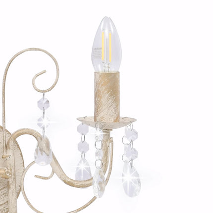 Vägglampa med pärlor antikvit 2 x E14-glödlampor