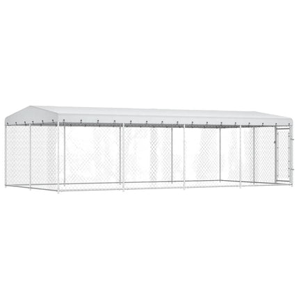 Hundgård med tak för utomhusbruk 7,6x3,8x2,3 m