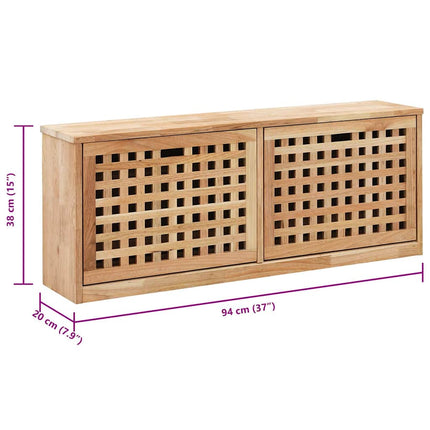 Skobänk 94x20x38 cm massivt valnötsträ