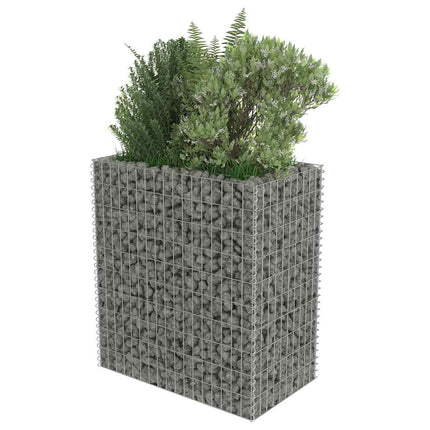 Planteringsgabion upphöjd galvaniserat stål 90x50x100 cm