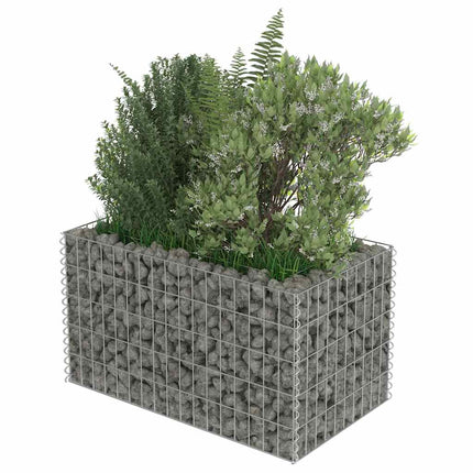 Planteringsgabion upphöjd galvaniserat stål 90x50x50 cm