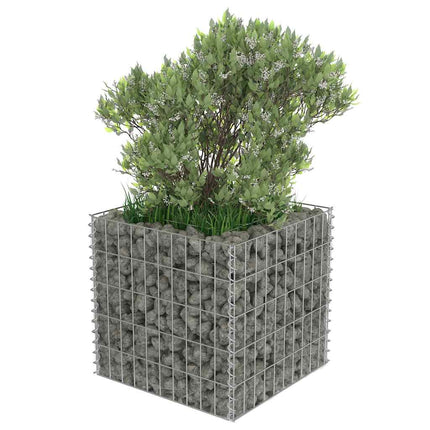 Planteringsgabion upphöjd galvaniserat stål 50x50x50 cm