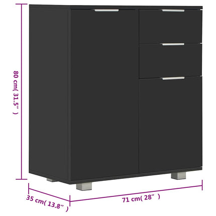 Skänk högglans svart 71x35x80 cm spånskiva