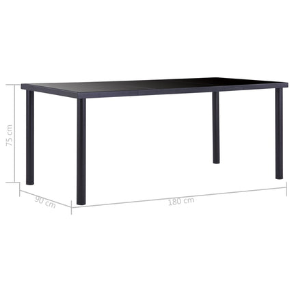 Matbord svart 180x90x75 cm härdat glas
