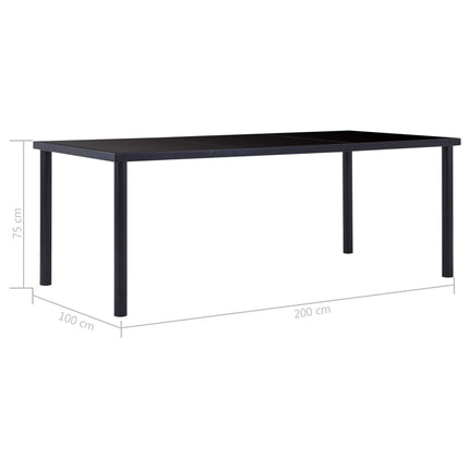 Matbord svart 200x100x75 cm härdat glas