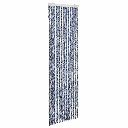 Insektsdraperi blå, vit och silver 56x185 cm chenille