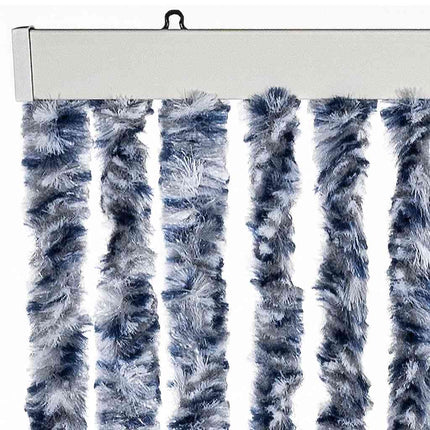 Insektsdraperi blå, vit och silver 56x185 cm chenille