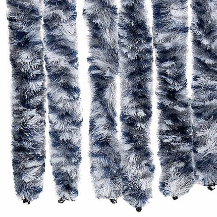 Insektsdraperi blå, vit och silver 56x185 cm chenille