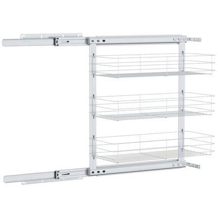 Utdragbar inredning köksskåp 3 hyllor silver 47x25x56 cm