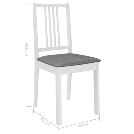 Matstolar med dynor 6 st massivt trä vit