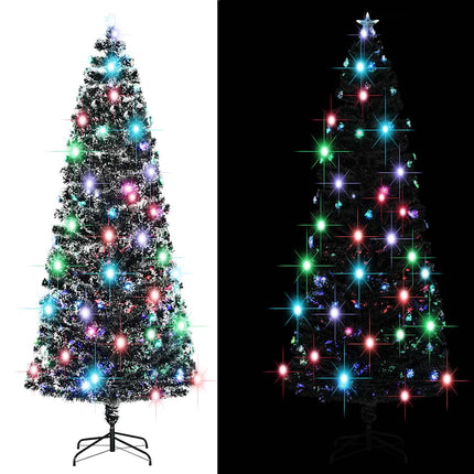 Förbelyst julgran med fot och LED 240 cm fiberoptik