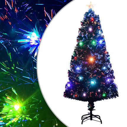 Förbelyst julgran med fot och LED 120 cm fiberoptik