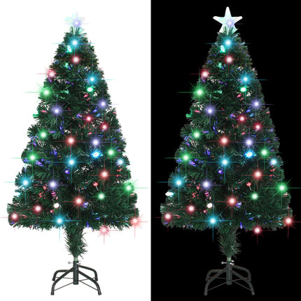 Förbelyst julgran med fot och LED 120 cm fiberoptik
