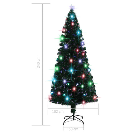 Förbelyst julgran med fot och LED 210 cm fiberoptik