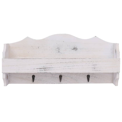 Väggkrokar med förvaring vit 50x10x23 cm trä