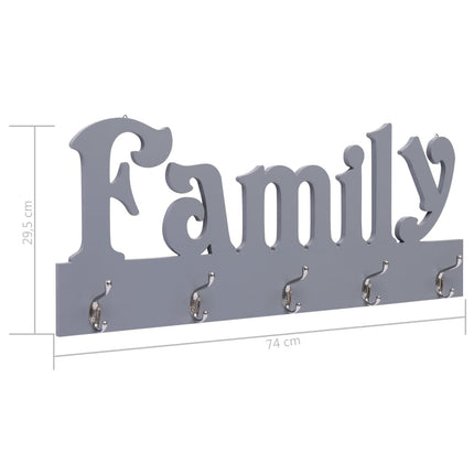 Väggkrokar FAMILY grå 74x29,5 cm