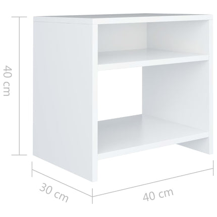 Sängbord 2 st vit 40x30x40 cm konstruerat trä