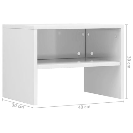 Sängbord 2 st vit högglans 40x30x30 cm konstruerat trä